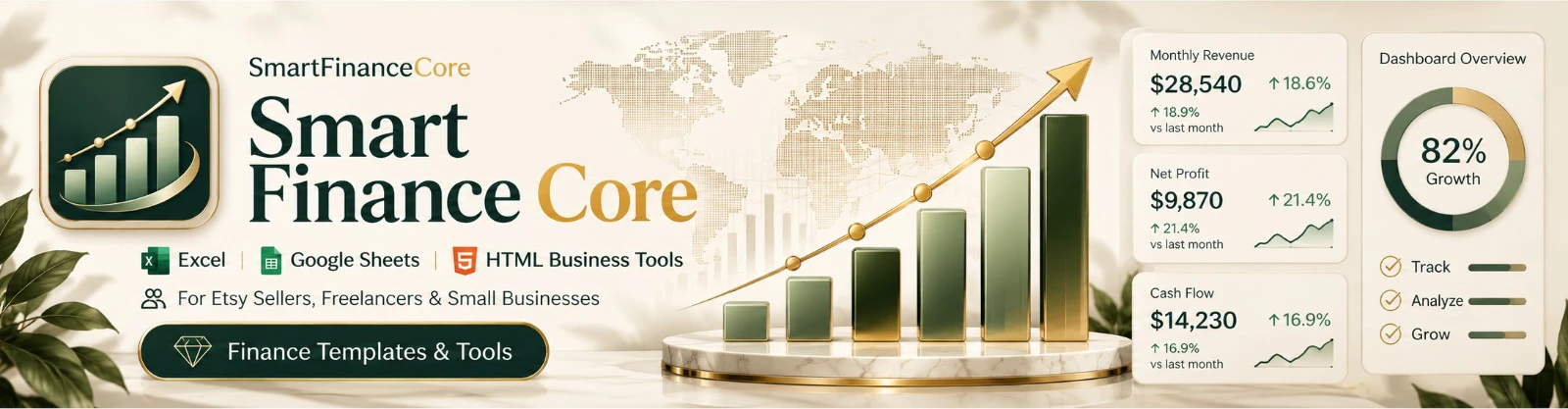 SmartFinanceCore — Finance templates & tools: Excel, Google Sheets & HTML business tools for Etsy sellers, freelancers & small businesses